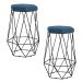 Kit 2 Banqueta Decorativa Rubel Base Preta Suede Azul Marinho - Gran Belo