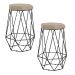 Kit 2 Banqueta Decorativa Rubel Base Preta Suede Bege G41 - Gran Belo