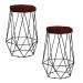 Kit 2 Banqueta Decorativa Rubel Base Preta Suede Bordô G41 - Gran Belo