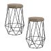 Kit 2 Banqueta Decorativa Rubel Base Preta Suede Cappuccino G41 - Gran Belo