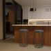 Kit 2 Banqueta Decorativa Rubel Base Preta Suede Cinza - Gran Belo