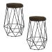 Kit 2 Banqueta Decorativa Rubel Base Preta Suede Marrom G41 - Gran Belo