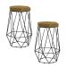 Kit 2 Banqueta Decorativa Rubel Base Preta Suede Mostarda G41 - Gran Belo