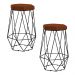 Kit 2 Banqueta Decorativa Rubel Base Preta Suede Telha G41 - Gran Belo