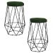 Kit 2 Banqueta Decorativa Rubel Base Preta Suede Verde G41 - Gran Belo