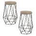 Kit 2 Banqueta Decorativa Rubel Base Preta Veludo Bege G41 - Gran Belo