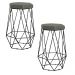 Kit 2 Banqueta Decorativa Rubel Base Preta Veludo Cinza G41 - Gran Belo