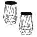 Kit 2 Banqueta Decorativa Rubel Base Preta Veludo Preto G41 - Gran Belo