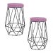 Kit 2 Banqueta Decorativa Rubel Base Preta Veludo Rosê G41 - Gran Belo