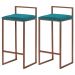Kit 2 Banqueta Decorativa Selena Base Bronze Suede Azul Claro G41 - Gran Belo