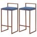 Kit 2 Banqueta Decorativa Selena Base Bronze Suede Azul Marinho G41 - Gran Belo