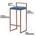 Kit 2 Banqueta Decorativa Selena Base Bronze Suede Azul Marinho G41 - Gran Belo
