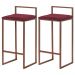Kit 2 Banqueta Decorativa Selena Base Bronze Suede Bordô - Gran Belo