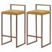 Kit 2 Banqueta Decorativa Selena Base Bronze Suede Mostarda G41 - Gran Belo