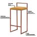 Kit 2 Banqueta Decorativa Selena Base Bronze Suede Mostarda G41 - Gran Belo