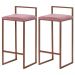 Kit 2 Banqueta Decorativa Selena Base Bronze Suede Rosa G41 - Gran Belo