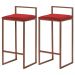 Kit 2 Banqueta Decorativa Selena Base Bronze Suede Vermelho G41 - Gran Belo