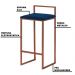 Kit 2 Banqueta Decorativa Selena Base Bronze Veludo Azul - Gran Belo