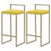 Kit 2 Banqueta Decorativa Selena Base Gold Suede Amarelo G41 - Gran Belo