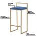 Kit 2 Banqueta Decorativa Selena Base Gold Suede Azul Marinho - Gran Belo