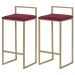 Kit 2 Banqueta Decorativa Selena Base Gold Suede Bordô - Gran Belo