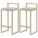 Kit 2 Banqueta Decorativa Selena Base Gold Veludo Bege G41 - Gran Belo