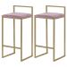 Kit 2 Banqueta Decorativa Selena Base Gold Veludo Rosê G41 - Gran Belo