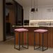 Kit 2 Banqueta Decorativa Selena Base Preta Suede Rosa G41 - Gran Belo