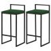 Kit 2 Banqueta Decorativa Selena Base Preta Suede Verde G41 - Gran Belo