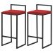 Kit 2 Banqueta Decorativa Selena Base Preta Suede Vermelho - Gran Belo