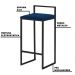 Kit 2 Banqueta Decorativa Selena Base Preta Veludo Azul G41 - Gran Belo