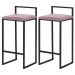 Kit 2 Banqueta Decorativa Selena Base Preta Veludo Rosê G41 - Gran Belo
