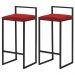Kit 2 Banqueta Decorativa Selena Base Preta Veludo Vermelho G41 - Gran Belo