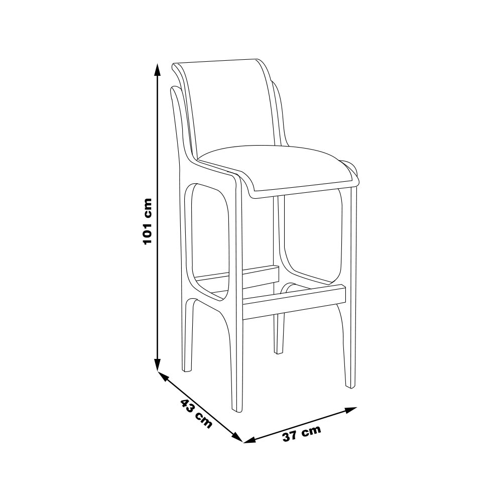 Kit 2 Banquetas Alta Madeira Maciça Pedri Linho Cinza/Imbuia G42 - Gran Belo