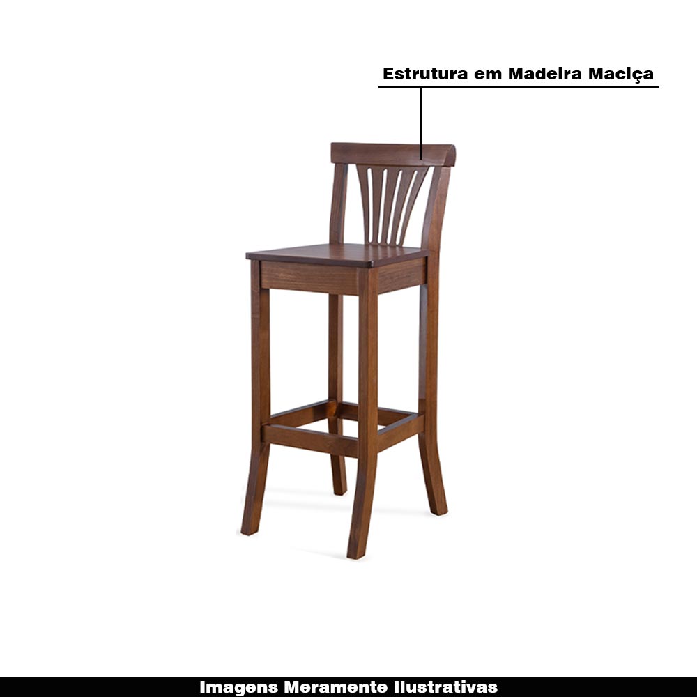 Kit 2 Banquetas Alta Madeira Maciça Pontes Madeira Imbuia G42 - Gran Belo