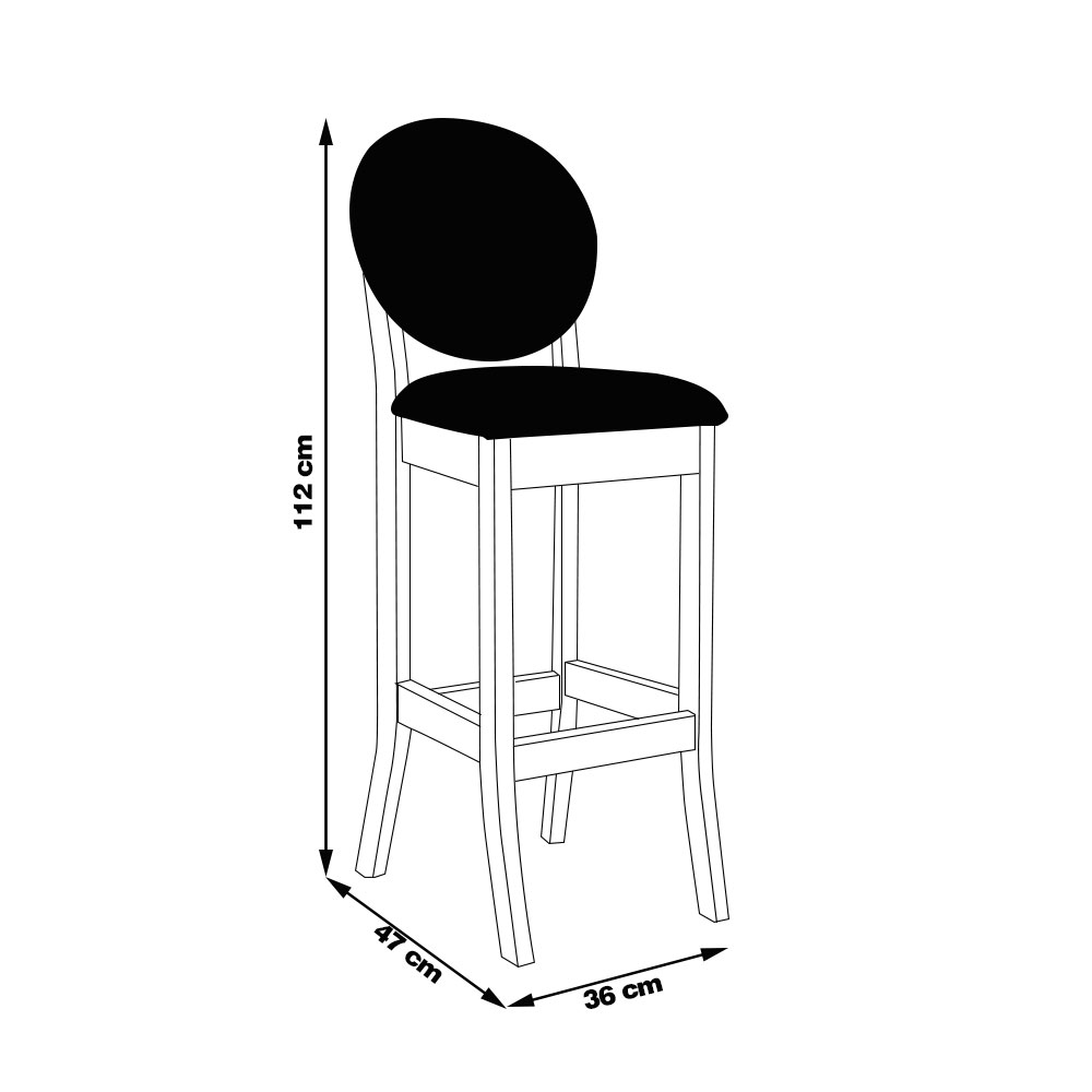 Kit 2 Banquetas Alta Madeira Maciça Teseu Linho Off White/Imbuia G42 - Gran Belo
