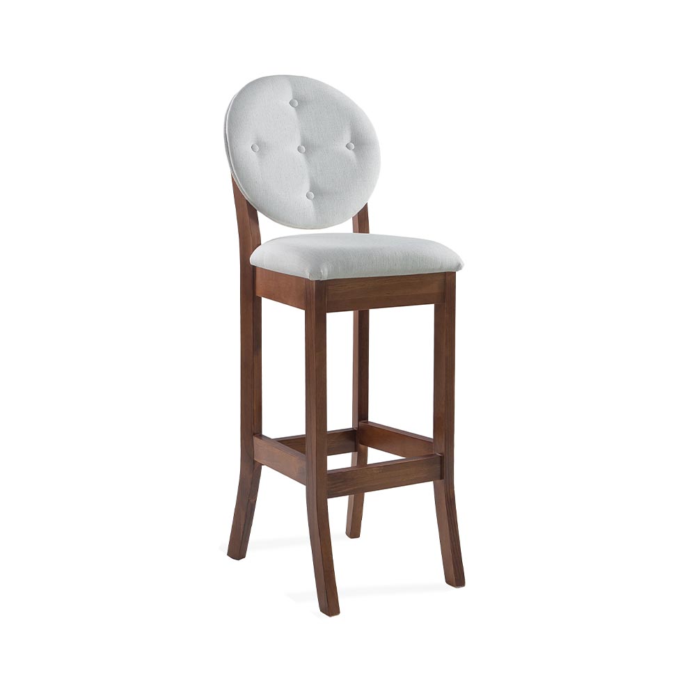 Kit 2 Banquetas Alta Madeira Maciça Teseu Linho Off White/Imbuia G42 - Gran Belo