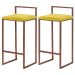 Kit 2 Banquetas Decorativa Jasmine Base Bronze Suede Amarelo G41 - Gran Belo