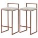Kit 2 Banquetas Decorativa Jasmine Base Bronze Suede Bege G41 - Gran Belo