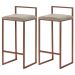 Kit 2 Banquetas Decorativa Jasmine Base Bronze Suede Cappuccino - Gran Belo