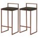 Kit 2 Banquetas Decorativa Jasmine Base Bronze Suede Marrom - Gran Belo