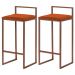 Kit 2 Banquetas Decorativa Jasmine Base Bronze Suede Telha - Gran Belo