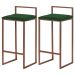 Kit 2 Banquetas Decorativa Jasmine Base Bronze Suede Verde G41 - Gran Belo
