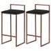Kit 2 Banquetas Decorativa Jasmine Base Bronze Veludo Preto G41 - Gran Belo