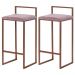 Kit 2 Banquetas Decorativa Jasmine Base Bronze Veludo Rosê G41 - Gran Belo