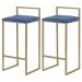 Kit 2 Banquetas Decorativa Jasmine Base Gold Suede Azul Marinho G41 - Gran Belo