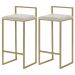 Kit 2 Banquetas Decorativa Jasmine Base Gold Suede Bege G41 - Gran Belo