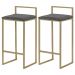 Kit 2 Banquetas Decorativa Jasmine Base Gold Suede Cinza G41 - Gran Belo