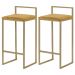 Kit 2 Banquetas Decorativa Jasmine Base Gold Suede Mostarda G41 - Gran Belo