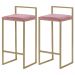 Kit 2 Banquetas Decorativa Jasmine Base Gold Suede Rosa G41 - Gran Belo